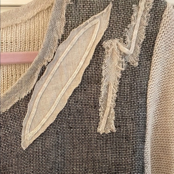 Jaskar Cream Embellished Detailed Black Graphic Asymmetrical Blouse Top Sweater - Picture 4 of 15